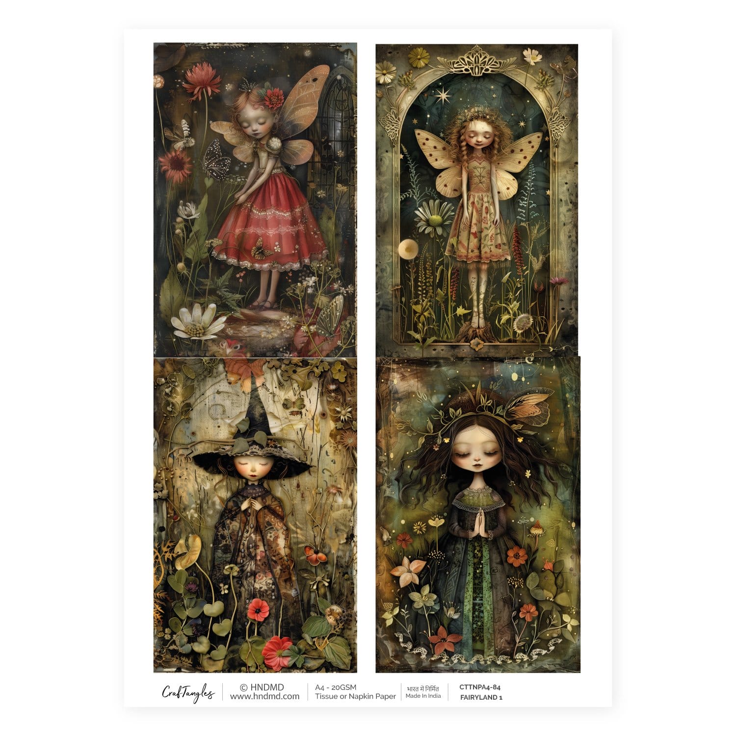 CrafTangles Decoupage Napkin / Tissue / Collage Paper - Fairyland 1 84 Fairyland 1 CrafTangles Tissue napkin paper CrafTangles Decoupage Napkin / Tissue / Collage Paper - Fairyland 1