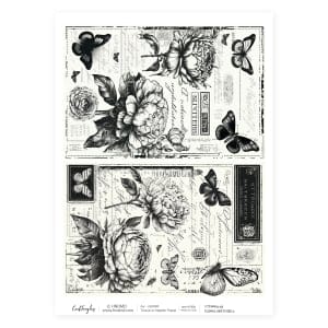 CrafTangles Decoupage Napkin / Tissue / Collage Paper - Floral Sketches 3