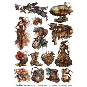 CrafTangles A4 Transfer It Sheets - Steampunk Element 3