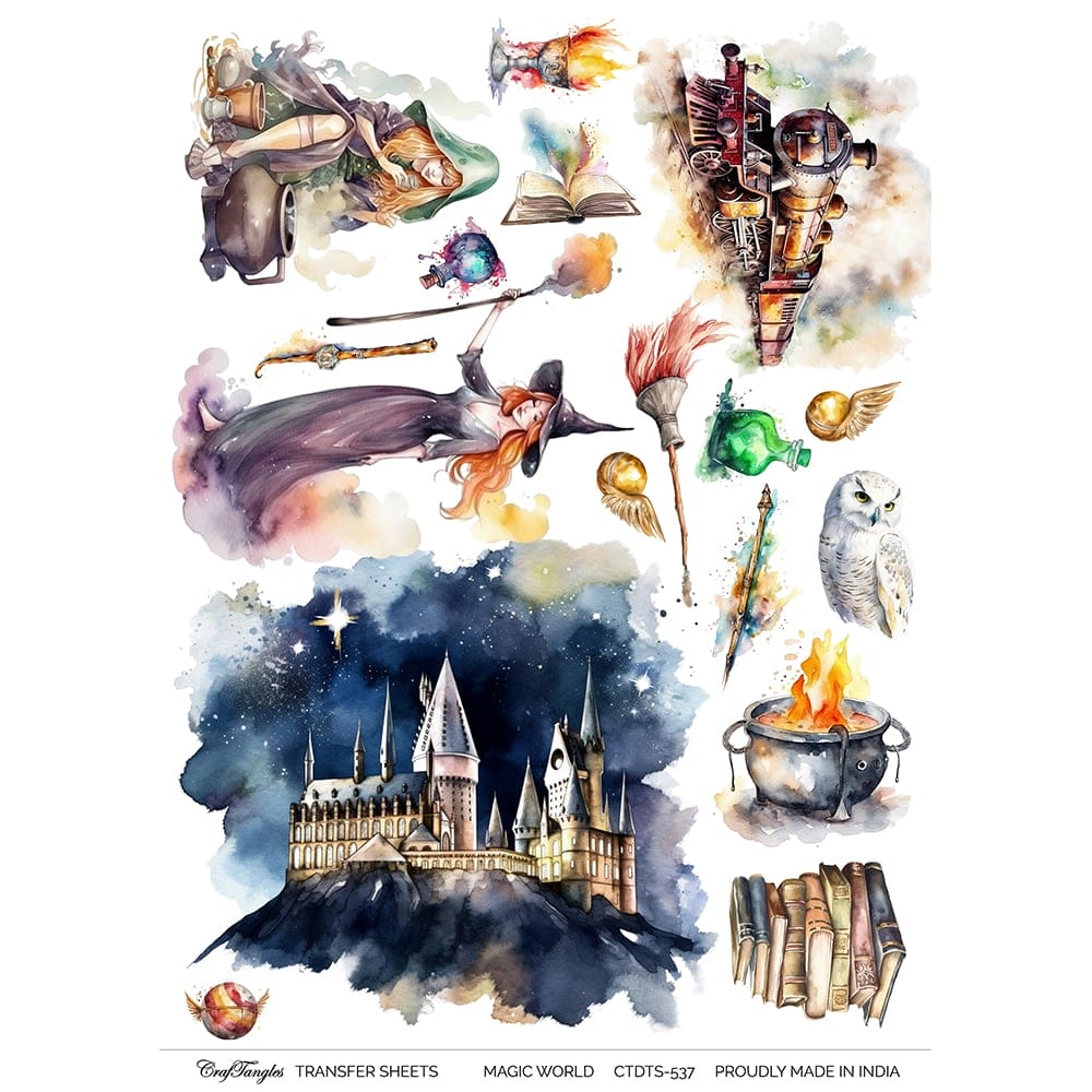 CrafTangles A4 Transfer It Sheets - Magic World CTDTS 537 CrafTangles transfer sheet Magic World CrafTangles A4 Transfer It Sheets - Magic World