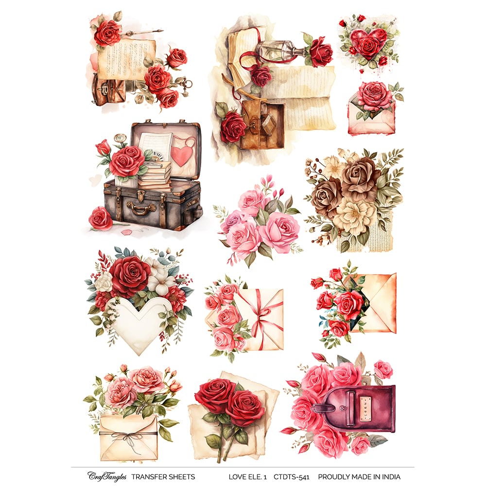 CrafTangles A4 Transfer It Sheets - Love Elements 1 CTDTS 541 CrafTangles transfer sheet Love Elements 1 CrafTangles A4 Transfer It Sheets - Love Elements 1