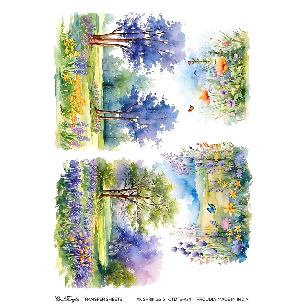 CrafTangles A4 Transfer It Sheets - Watercolour Springs 6 CTDTS 543 CrafTangles transfer sheet Watercolor Springs 6 CrafTangles A4 Transfer It Sheets - Watercolour Springs 6