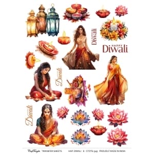 CrafTangles A4 Transfer It Sheets - Happy Diwali 6