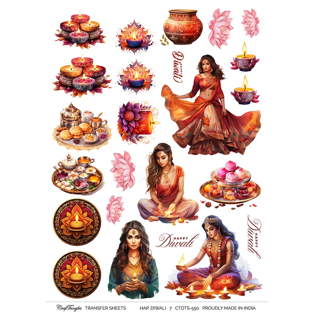 CrafTangles A4 Transfer It Sheets - Happy Diwali 7 CTDTS 550 CrafTangles transfer sheet Happy Diwali 7 CrafTangles A4 Transfer It Sheets - Happy Diwali 7