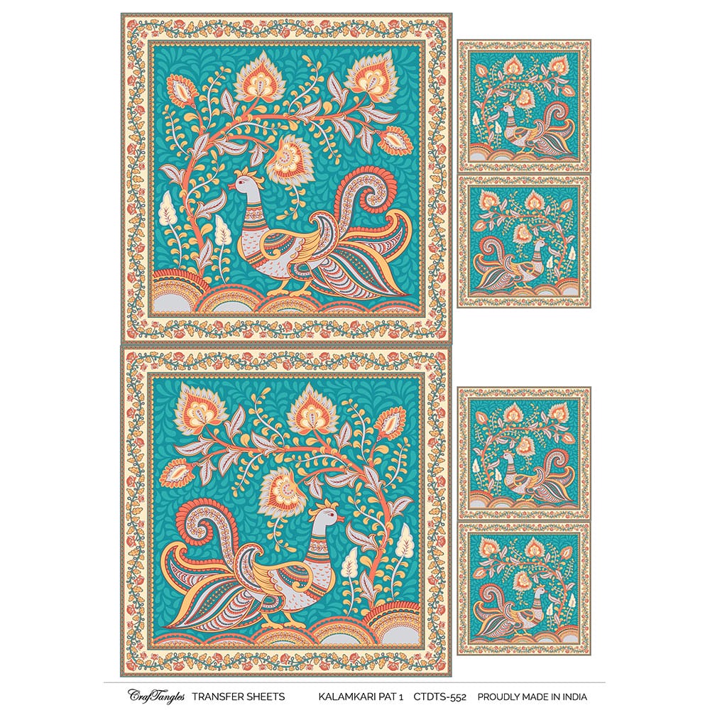 CrafTangles A4 Transfer It Sheets - Kalamkari Pattern 1 CTDTS 552 CrafTangles transfer sheet Kalamkari Pattern 1 CrafTangles A4 Transfer It Sheets - Kalamkari Pattern 1
