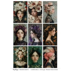 CrafTangles A4 Transfer It Sheets - Flower Girls 2