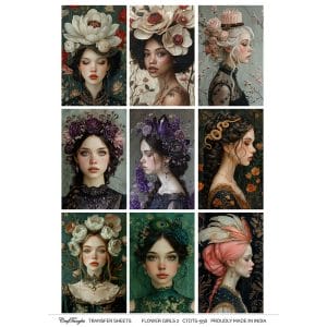 CrafTangles A4 Transfer It Sheets - Flower Girls 2