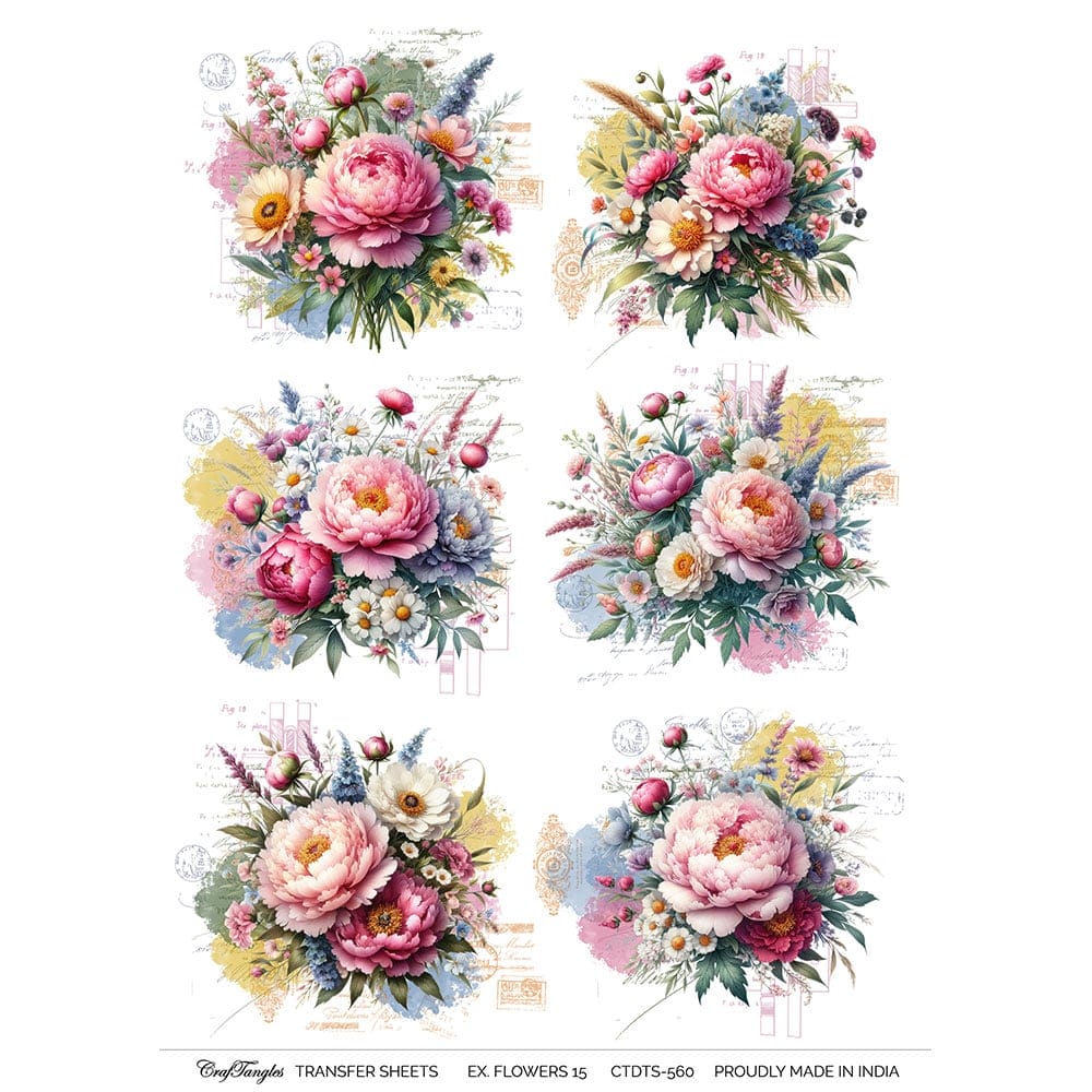 CrafTangles A4 Transfer It Sheets - Exotic Flowers 15 CTDTS 560 CrafTangles transfer sheet Exotic Flowers 15 CrafTangles A4 Transfer It Sheets - Exotic Flowers 15