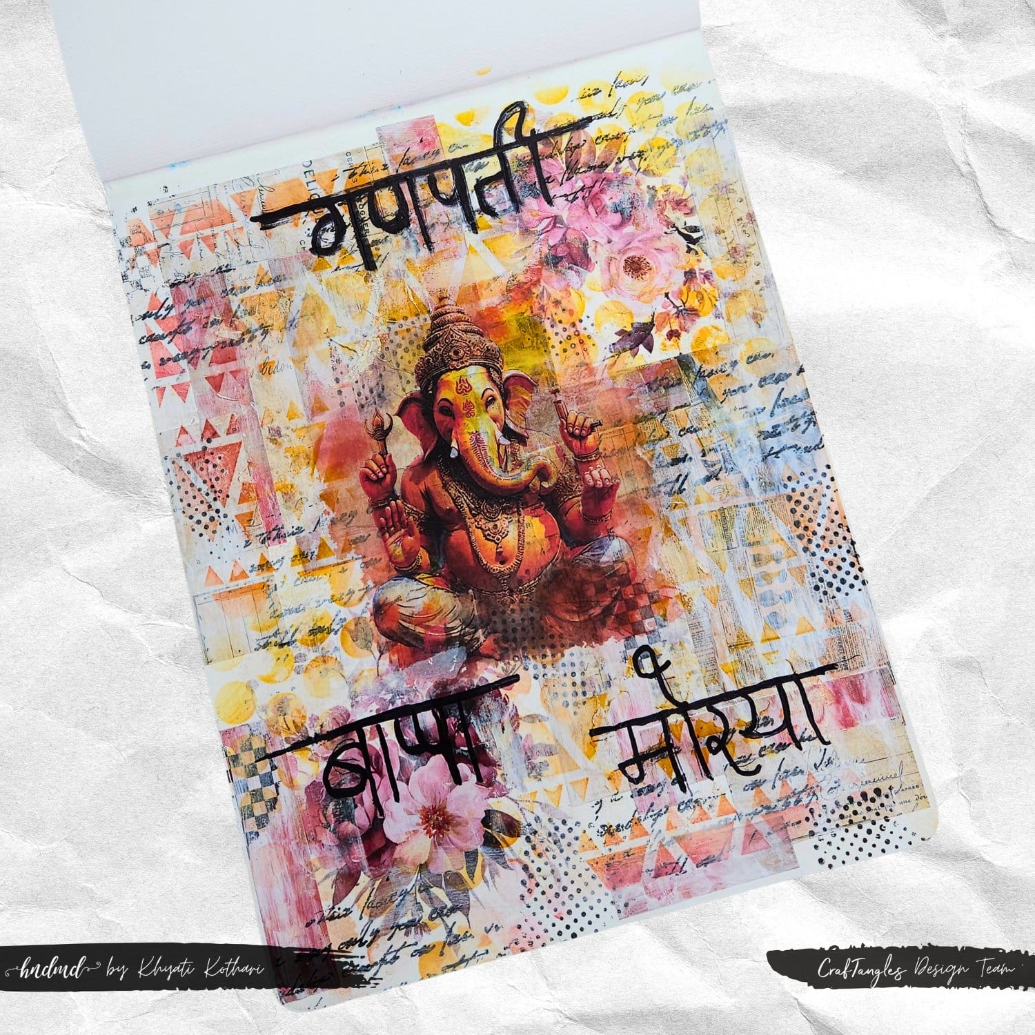 CrafTangles Decoupage Napkin / Tissue / Collage Paper - Lord Ganesha CrafTangles A4 Art Journal 1 CrafTangles Decoupage Napkin / Tissue / Collage Paper - Lord Ganesha - Image 4