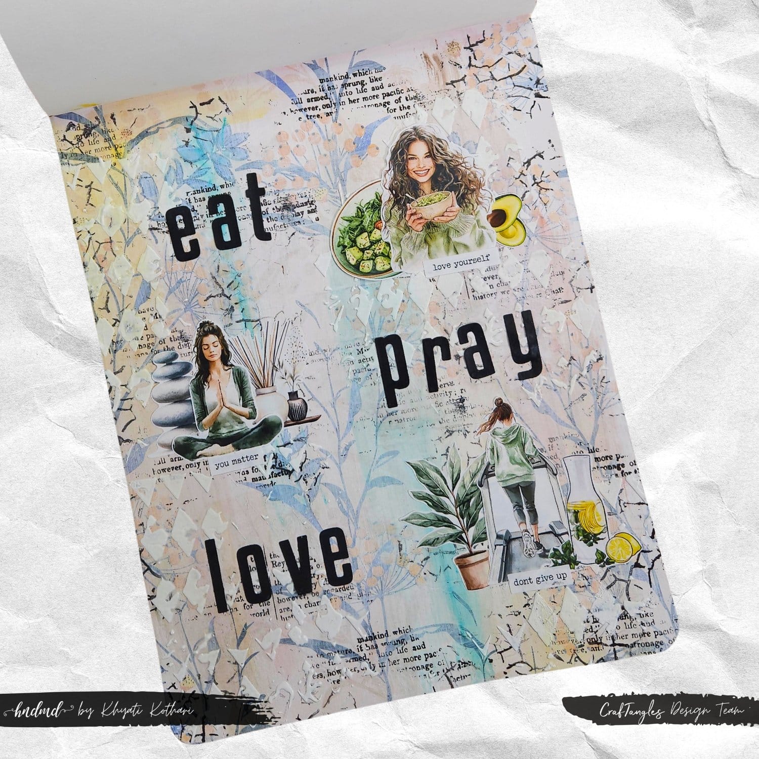 CrafTangles Decoupage Paper Pack - Floral Pattern (A4) - 4 sheets CrafTangles A4 Art Journal 5 CrafTangles Decoupage Paper Pack - Floral Pattern (A4) - 4 sheets - Image 5