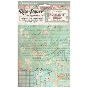 Stamperia Assorted Rice Paper Backgrounds A6 8/Sheets - Brocante Antiques