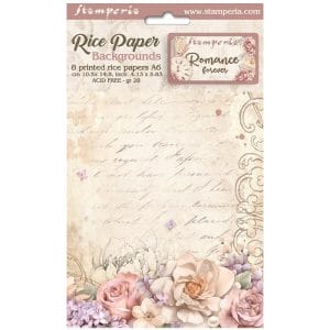 Stamperia Assorted Rice Paper Backgrounds A6 8/Sheets - Romance Forever
