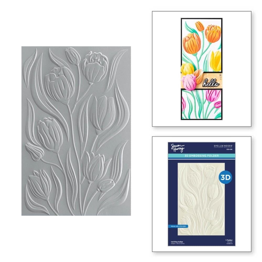 Spellbinders 3D Embossing Folder 5.5"X8.5" - Twirling Tulips, Tulip Garden spellbinders embossing folder e3d 081 Spellbinders 3D Embossing Folder 5.5"X8.5" - Twirling Tulips, Tulip Garden