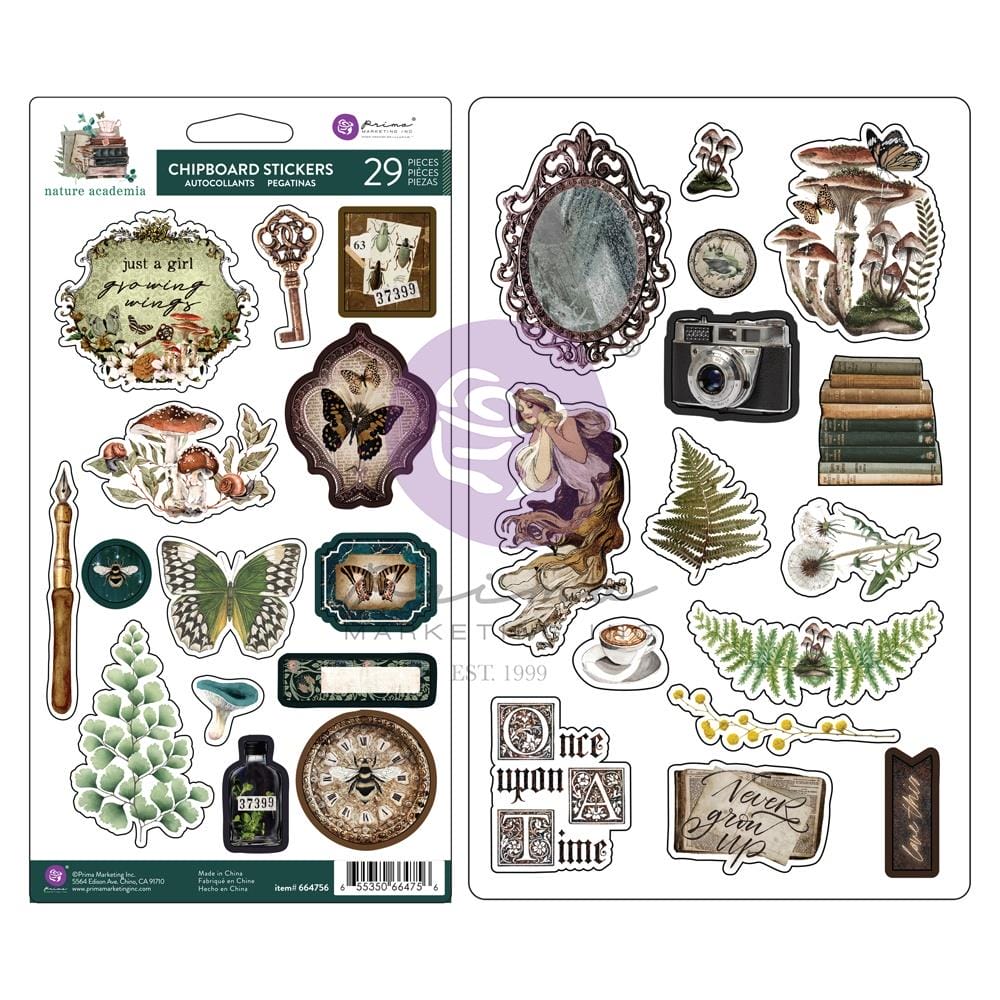 Prima Marketing Chipboard Stickers 29/Pkg - Nature Academia 664756 prima chipboard Sticker Prima Marketing Chipboard Stickers 29/Pkg - Nature Academia