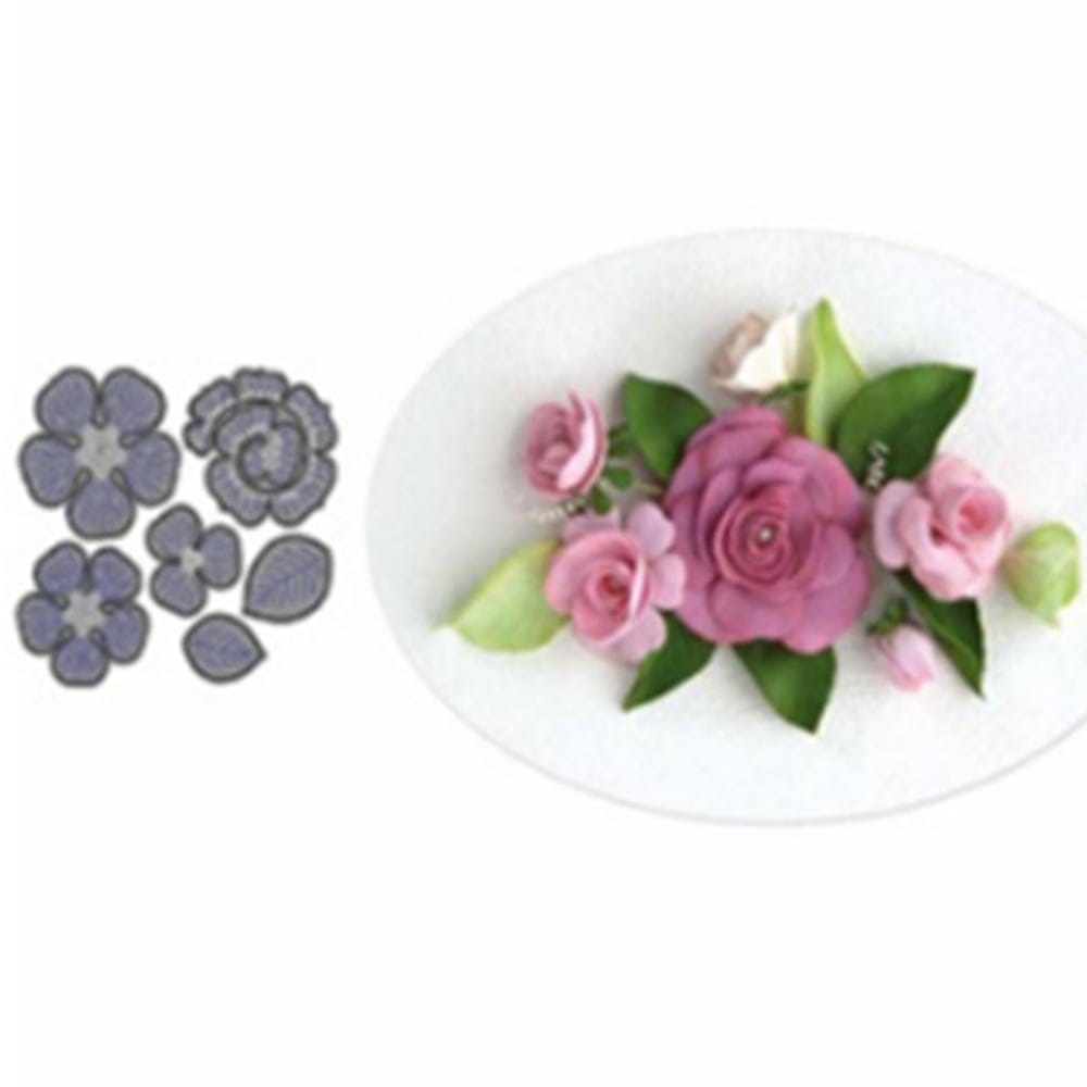 Steel Dies - 5 petal Flowers and leaves (Set of 6 dies) LC426 steel cutting dies Scrapbooking 2 LC426_steel_cutting_dies_Scrapbooking_2