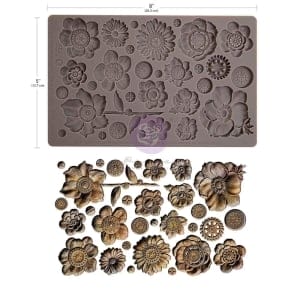 Prima Re-Design Decor Mould - Rusty Flowers
