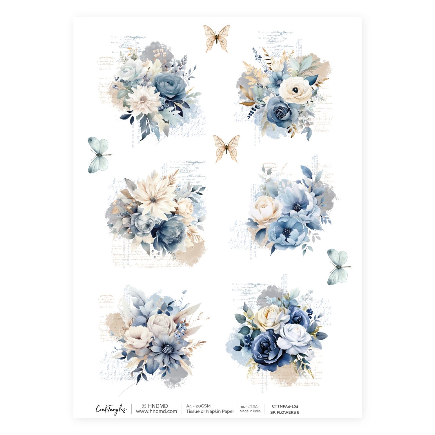 CrafTangles Decoupage Napkin / Tissue / Collage Paper - Spring Flowers 6 104 Spring Flowers 6 CrafTangles Tissue napkin paper CrafTangles Decoupage Napkin / Tissue / Collage Paper - Spring Flowers 6