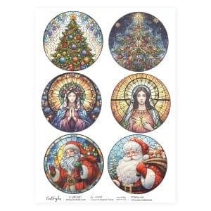 CrafTangles Decoupage Napkin / Tissue / Collage Paper - Stained Glass - Christmas