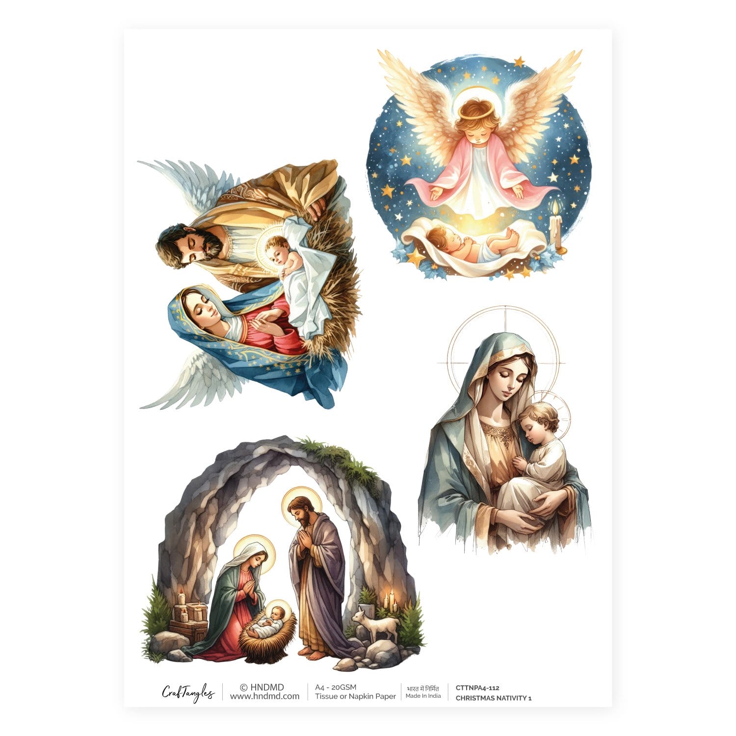 CrafTangles Decoupage Napkin / Tissue / Collage Paper - Christmas Nativity 1 112 Christmas Nativity CrafTangles Tissue napkin paper CrafTangles Decoupage Napkin / Tissue / Collage Paper - Christmas Nativity 1