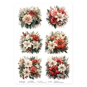 CrafTangles Decoupage Napkin / Tissue / Collage Paper - Poinsettia Flowers 2