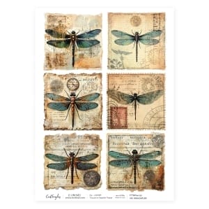 CrafTangles Decoupage Napkin / Tissue / Collage Paper - Vintage Dragonflies