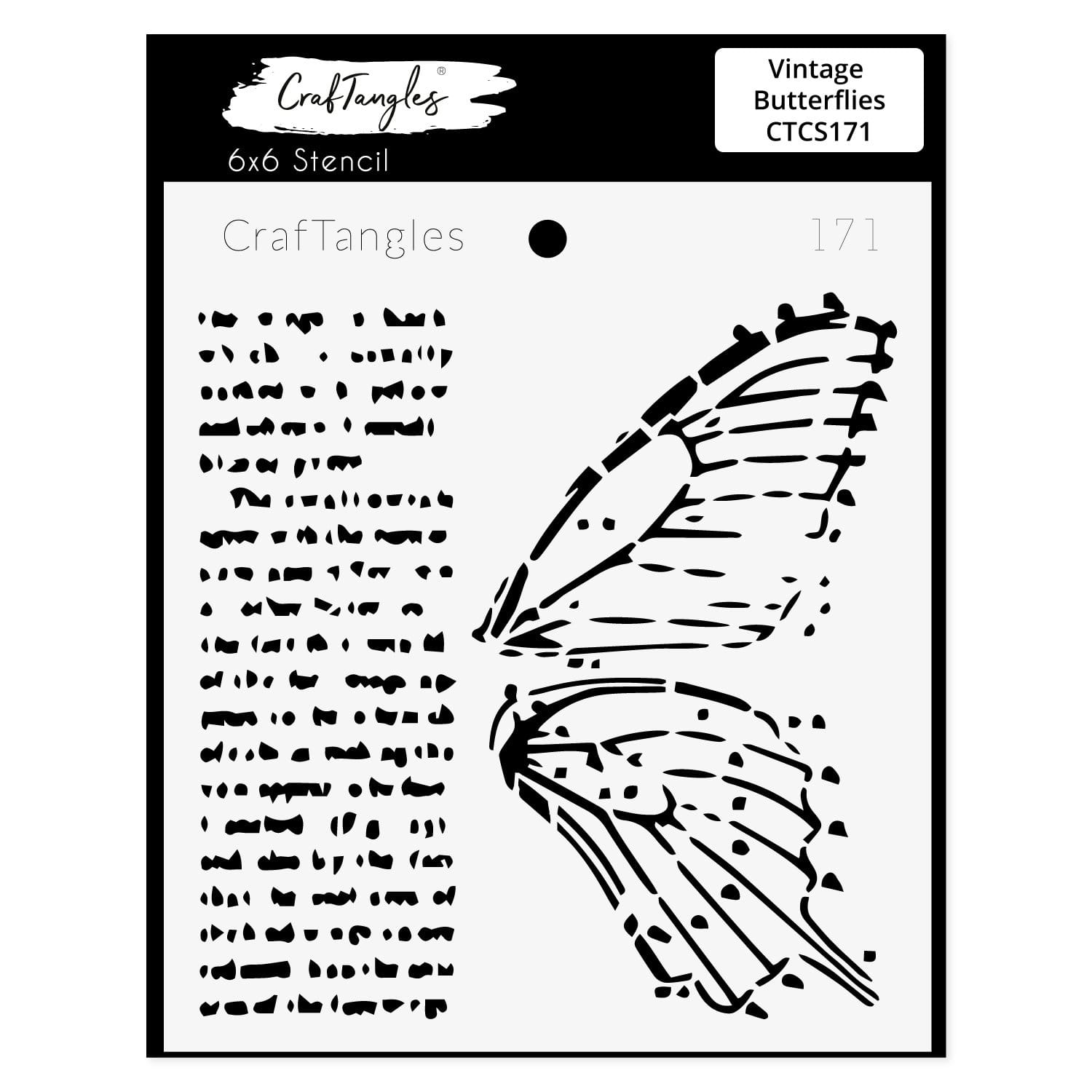 CrafTangles 6"x6" Stencil - Vintage Butterflies CTCS171 Craftangles stencils vintage butterflies CrafTangles 6"x6" Stencil - Vintage Butterflies
