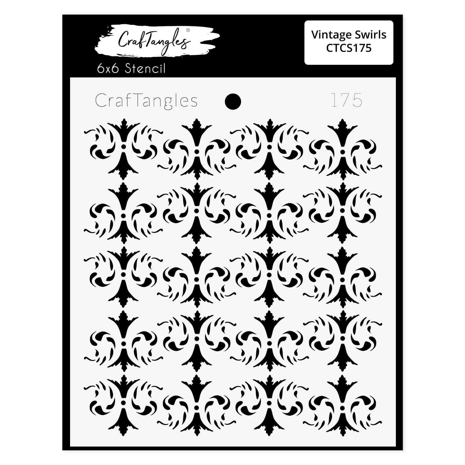 CrafTangles 6"x6" Stencil - Vintage Swirls CTCS175 Craftangles stencils vintage swirls CrafTangles 6"x6" Stencil - Vintage Swirls