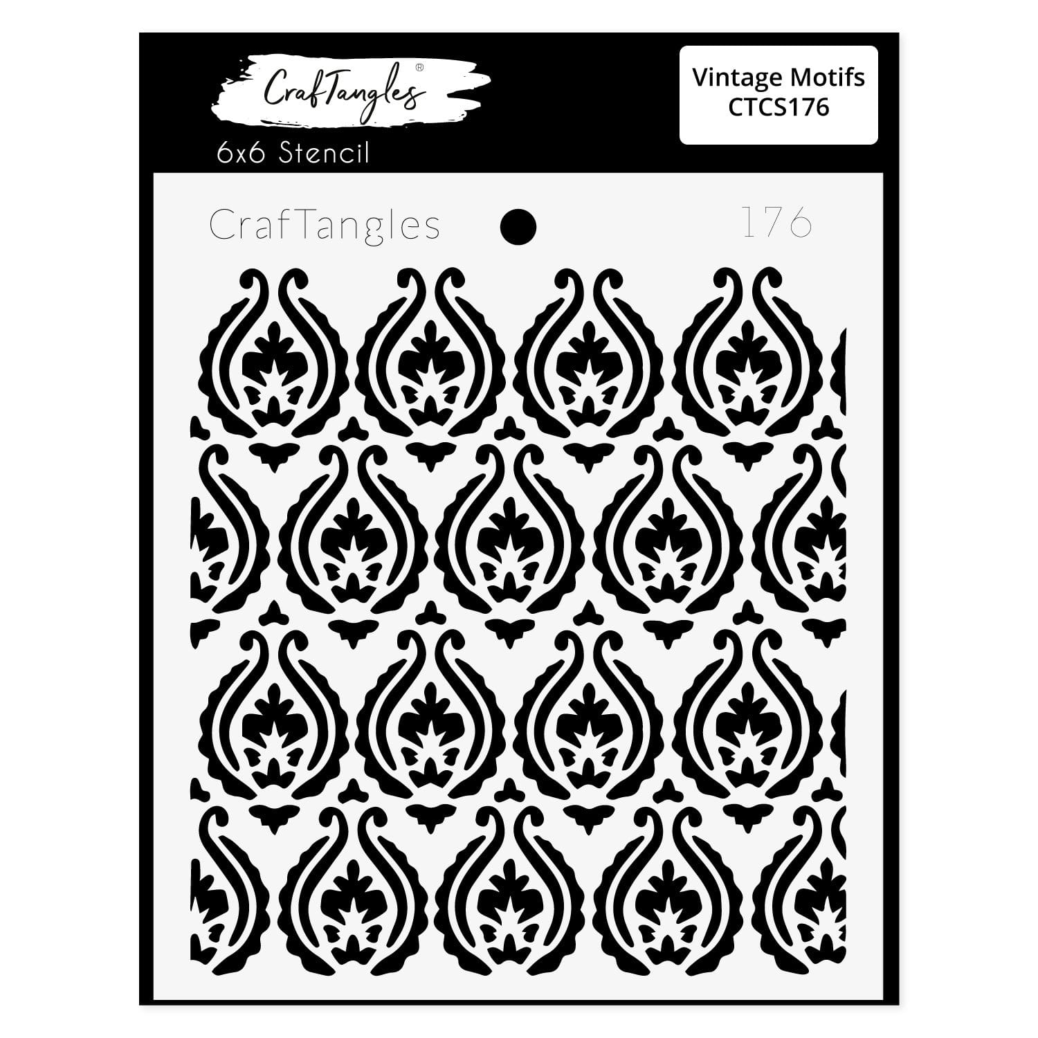 CrafTangles 6"x6" Stencil - Vintage Motifs CTCS176 Craftangles stencils vintage motifs CrafTangles 6"x6" Stencil - Vintage Motifs