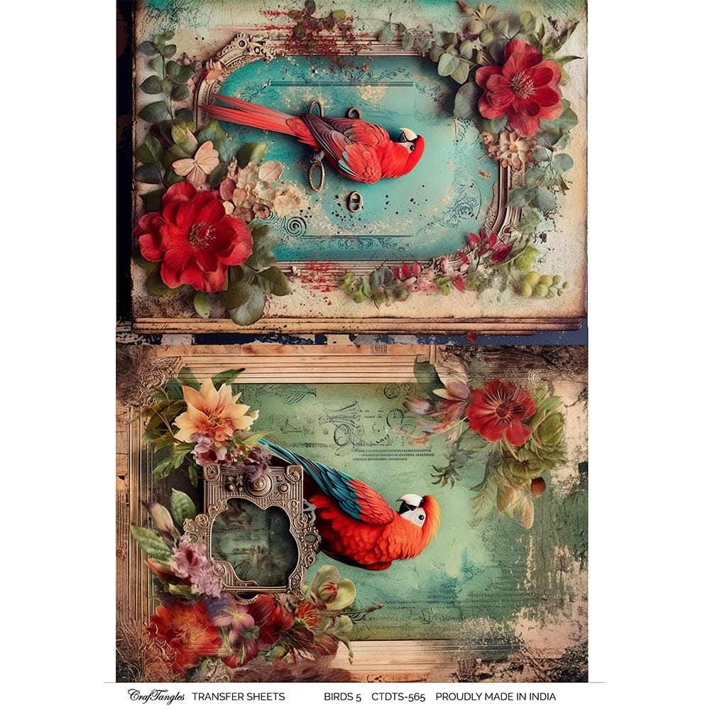 CrafTangles A4 Transfer It Sheets - Birds 5 CTDTS 565 CrafTangles transfer sheet Birds 5 CrafTangles A4 Transfer It Sheets - Birds 5
