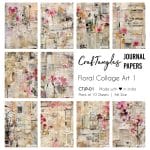 CrafTangles Journal Papers (A6 pack of 10 sheets) - Floral Collage Art 1