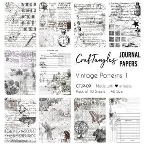 CrafTangles Journal Papers (A6 pack of 10 sheets) - Vintage Patterns 1