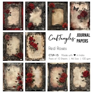 CrafTangles Journal Papers (A6 pack of 10 sheets) - Red Roses