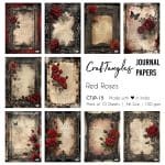CrafTangles Journal Papers (A6 pack of 10 sheets) - Red Roses