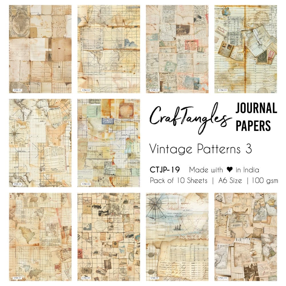 CrafTangles Journal Papers (A6 pack of 10 sheets) - Vintage Patterns 3 CTJP 19 VIntage Patterns 3 CrafTangles Journal Papers (A6 pack of 10 sheets) - Vintage Patterns 3