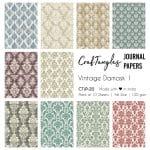CrafTangles Journal Papers (A6 pack of 10 sheets) - Vintage Damask 1