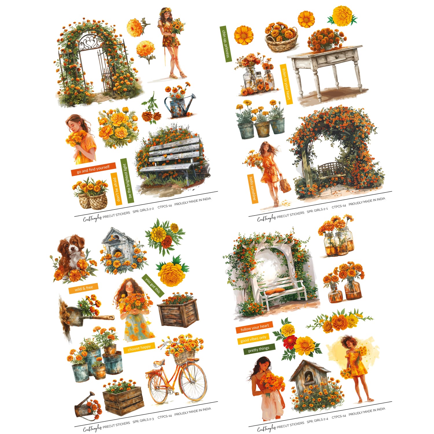 CrafTangles Precut Journal Stickers - Spring Girls 2 (Pack of 50 stickers) CTPCS 14 Spring Girls 02 CrafTangles Precut Journal Stickers CTPCS-14_Spring_Girls-02_CrafTangles_Precut_Journal_Stickers