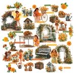 CrafTangles Precut Journal Stickers - Spring Girls 2 (Pack of 50 stickers)