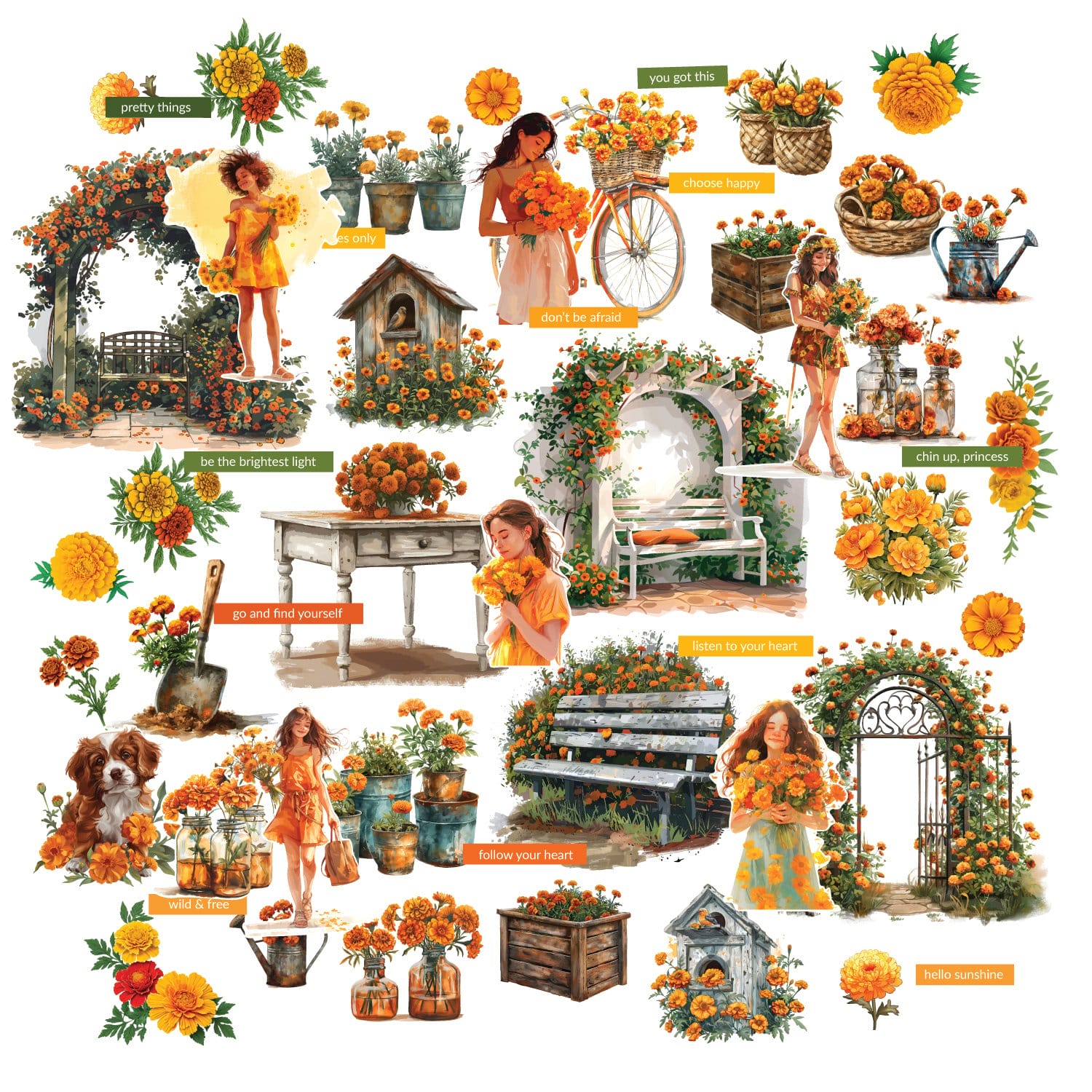 CrafTangles Precut Journal Stickers - Spring Girls 2 (Pack of 50 stickers) CTPCS 14 Spring Girls 02 CrafTangles Precut Journal Stickers 1 CrafTangles Precut Journal Stickers - Spring Girls 2 (Pack of 50 stickers)