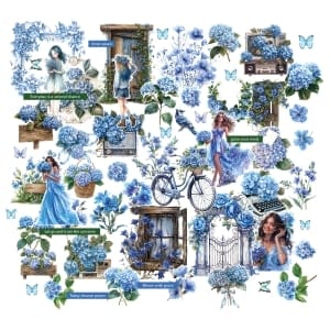 CrafTangles Precut Journal Stickers - Spring Girls 4 (Pack of 63 stickers)