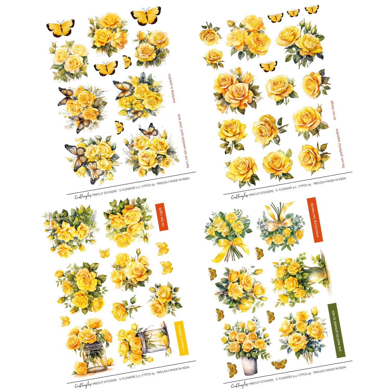 CrafTangles Precut Journal Stickers - Spring Flowers 3 (Pack of 60 stickers) CTPCS 19 Spring Flowers 03 CrafTangles Precut Journal Stickers CTPCS-19_Spring_Flowers-03_CrafTangles_Precut_Journal_Stickers