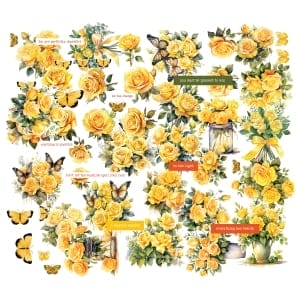 CrafTangles Precut Journal Stickers - Spring Flowers 3 (Pack of 60 stickers)