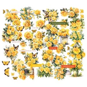 CrafTangles Precut Journal Stickers - Spring Flowers 3 (Pack of 60 stickers)