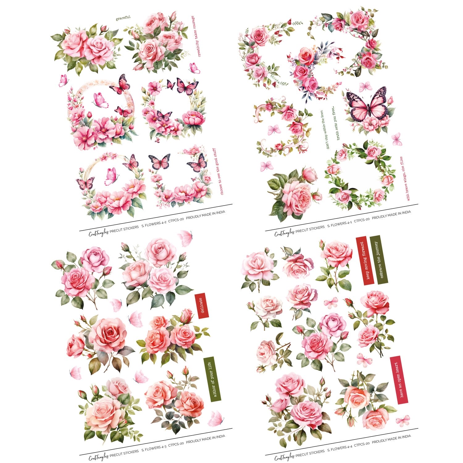 CrafTangles Precut Journal Stickers - Spring Flowers 4 (Pack of 56 stickers) CTPCS 20 Spring Flowers 04 CrafTangles Precut Journal Stickers CTPCS-20_Spring_Flowers-04_CrafTangles_Precut_Journal_Stickers