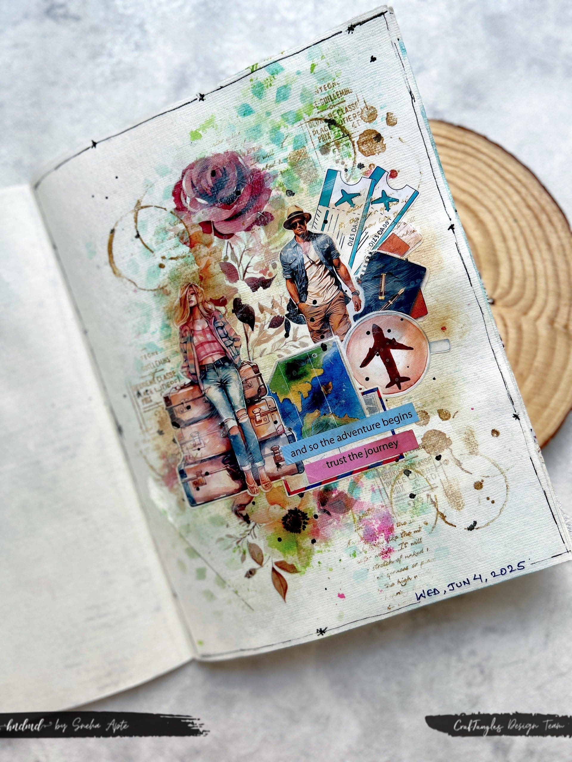 CrafTangles Handmade Diary / Journal for Journalling 6 by 8 inches) - 40 pages CrafTangles Art Journal Travel CrafTangles Handmade Diary / Journal for Journalling 6 by 8 inches) - 40 pages - Image 5