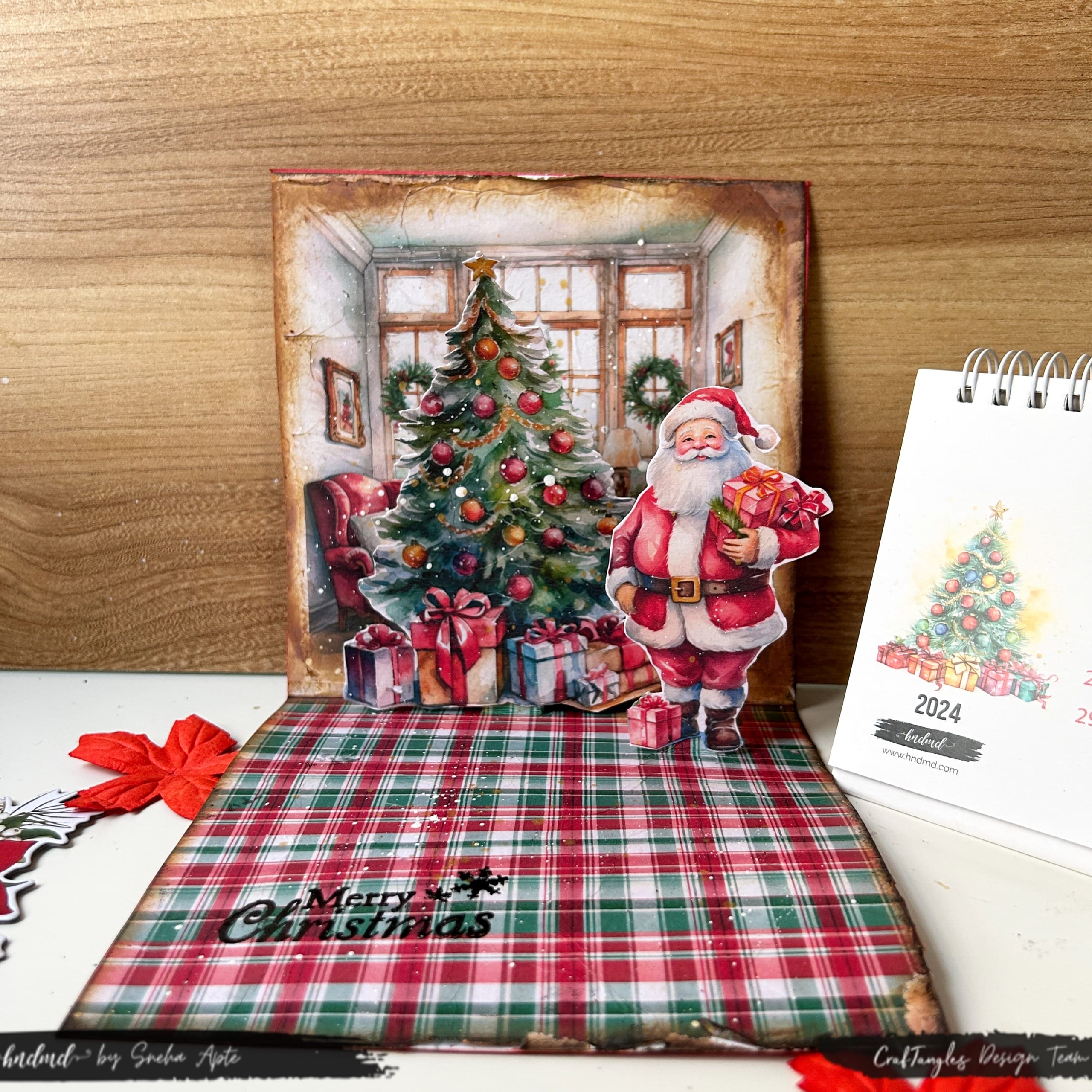 CrafTangles Decoupage Napkin / Tissue / Collage Paper - Plaid Background CrafTangles Decoupage napkin crhstimas scene CrafTangles Decoupage Napkin / Tissue / Collage Paper - Plaid Background - Image 3