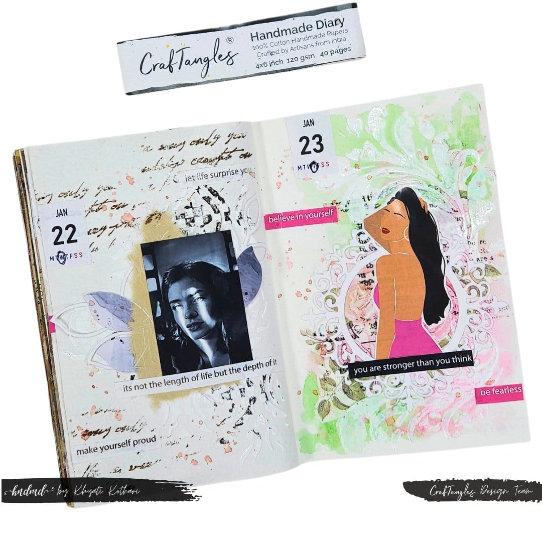 CrafTangles Precut Journal Stickers - Fashion Girls Combo (Pastel and Spring Collection) (58 stickers) CrafTangles Handmade Diary 4by6inch 22 23Jan25 a CrafTangles Precut Journal Stickers - Fashion Girls Combo (Pastel and Spring Collection) (58 stickers) - Image 13