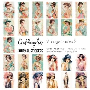CrafTangles Journal Stickers 4 by 6 cm (Pack of 25 designs) - Vintage Ladies 2