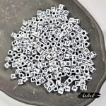 White Alphabet Tiles - Black and White (50 gms)