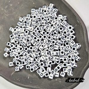 White Alphabet Tiles - Black and White (50 gms)