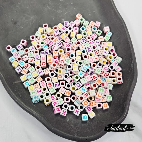 White Alphabet Tiles - Colorful (50 gms)
